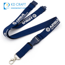 No minimum order cheap custom single double clip flat polyester personalize silkscreen printing logo breakaway airbus lanyard